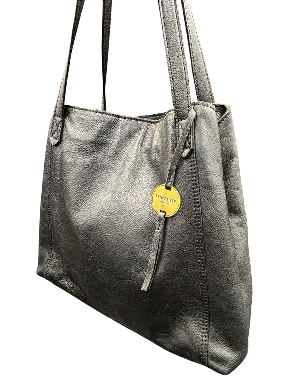 Margot New York Black Genuine Leather Tote Shoulder Bag - Picture 5 of 12